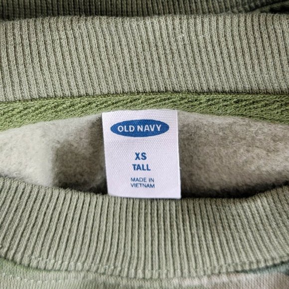 Old Navy Sweatshirt Womens XS Tall Green Camo Crewneck Fleece Lined - Picture 9 of 10